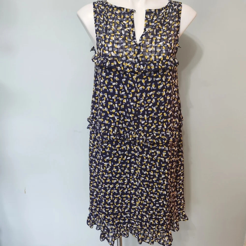 Maggy London Tiered Navy and Yellow Dress